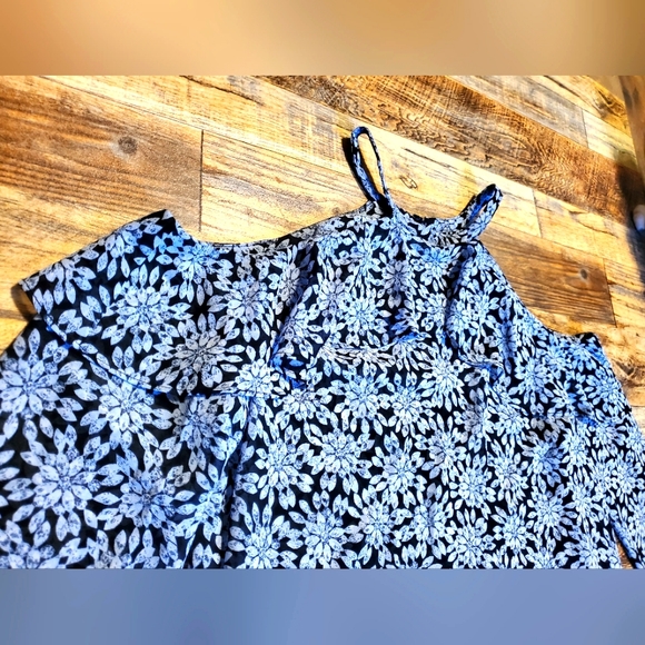 Michael Kors Cold Shoulder Sheer Halter Jewel Print Top SMALL Ruffles - Picture 8 of 11